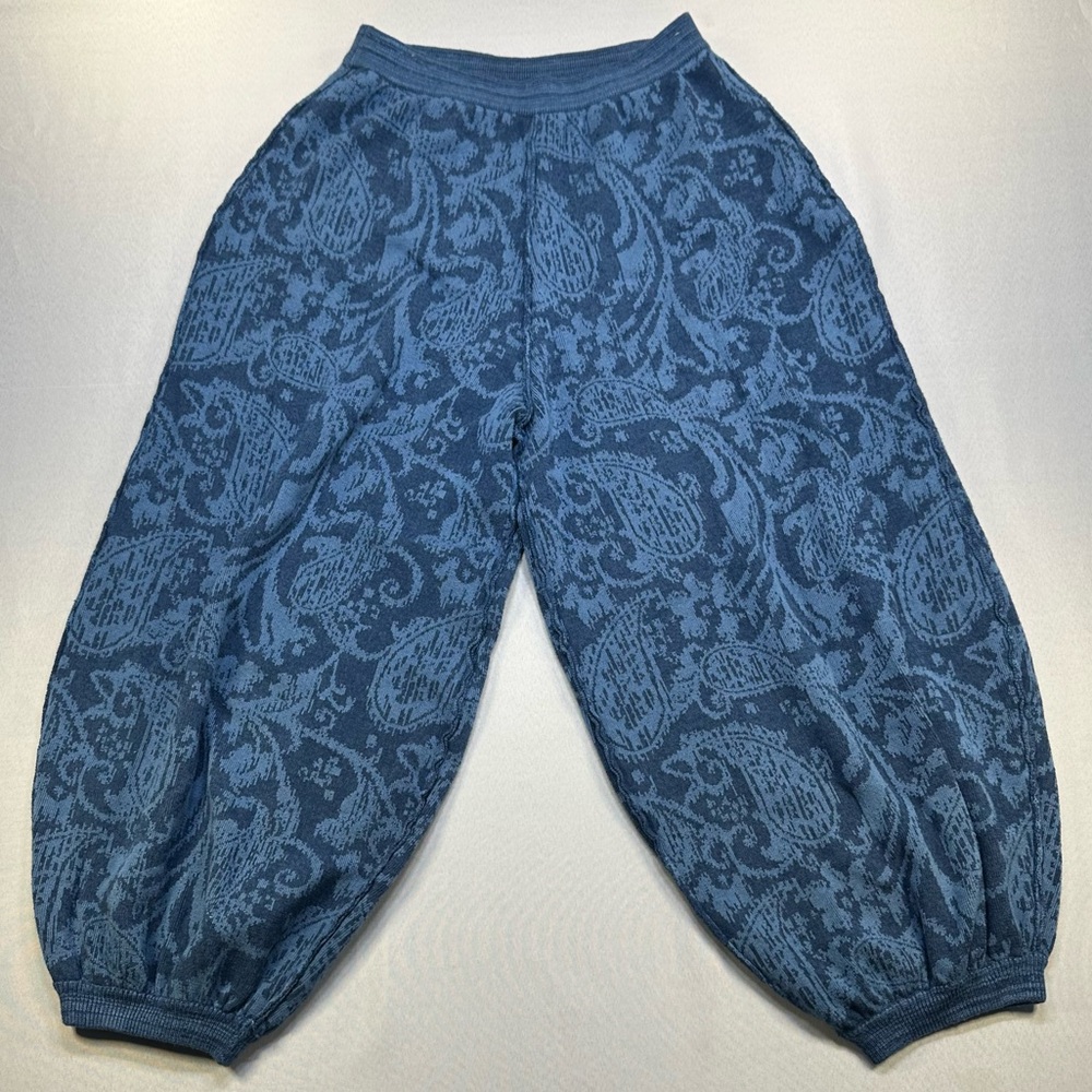 Free People Women's Balloon Harem Pants Tapered Leg Pull On Paisley Blue Size M